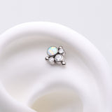 Detail View 1 of Implant Grade Titanium OneFit Threadless Bali Beaded Essence Fire Opal Sparkle Top Part-Clear Gem/White Opal
