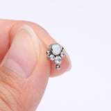 Detail View 2 of Implant Grade Titanium OneFit Threadless Bali Beaded Essence Fire Opal Sparkle Top Part-Clear Gem/White Opal