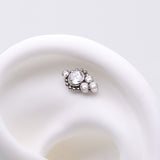 Detail View 1 of Implant Grade Titanium OneFit Threadless Bali Beaded Monarch Sparkle Top Part-Clear Gem