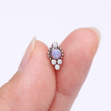 Detail View 2 of Implant Grade Titanium OneFit Threadless Bali Beaded Monarch Fire Opal Sparkle Top Part-Clear Gem/Purple Opal
