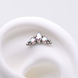 Detail View 1 of Implant Grade Titanium OneFit Threadless Marquise Sparkle Bali Beads Arc Top Part-Aurora Borealis