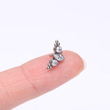 Detail View 2 of Implant Grade Titanium OneFit Threadless Marquise Sparkle Bali Beads Arc Top Part-Clear Gem