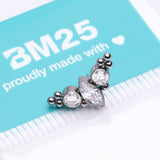 Detail View 3 of Implant Grade Titanium OneFit Threadless Marquise Sparkle Bali Beads Arc Top Part-Clear Gem