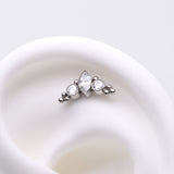 Detail View 1 of Implant Grade Titanium OneFit Threadless Marquise Sparkle Bali Beads Arc Top Part-Clear Gem