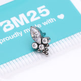 Detail View 3 of Implant Grade Titanium OneFit Threadless Bali Marquise Monarch Sparkle Top Part-Clear Gem