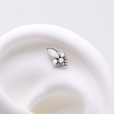 Detail View 1 of Implant Grade Titanium OneFit Threadless Bali Marquise Monarch Fire Opal Top Part-White Opal/Clear Gem
