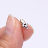Detail View 2 of Implant Grade Titanium OneFit Threadless Bali Marquise Monarch Fire Opal Top Part-White Opal/Clear Gem