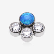 Implant Grade Titanium OneFit Threadless Fire Opal Floral Multi-Gem Sparkle Top Part