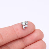 Detail View 2 of Implant Grade Titanium OneFit Threadless Fire Opal Floral Multi-Gem Sparkle Top Part-Clear Gem/White Opal
