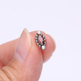 Detail View 2 of Implant Grade Titanium OneFit Threadless Bali Beads Arc Marquise Sparkle Top Part-Clear Gem/Red