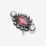Implant Grade Titanium OneFit Threadless Bali Beads Arc Marquise Sparkle Top Part-Clear Gem/Red