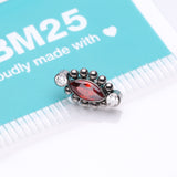 Detail View 3 of Implant Grade Titanium OneFit Threadless Bali Beads Arc Marquise Sparkle Top Part-Clear Gem/Red