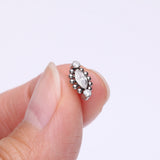 Detail View 2 of Implant Grade Titanium OneFit Threadless Bali Beads Arc Marquise Sparkle Top Part-Clear Gem