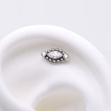 Detail View 1 of Implant Grade Titanium OneFit Threadless Bali Beads Arc Marquise Sparkle Top Part-Clear Gem