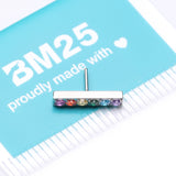 Detail View 3 of Implant Grade Titanium OneFit Threadless Rainbow Multi-Gem Sparkle Bar Top Part-Rainbow/Multi-Color