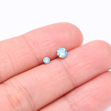 Detail View 3 of Pure24K Implant Grade Titanium OneFit Threadless Aquamarine CZ Prong Set Birthstone Gem Top Part