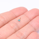 Detail View 2 of Pure24K Implant Grade Titanium OneFit Threadless Aquamarine CZ Prong Set Birthstone Gem Top Part