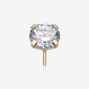Pure24K Implant Grade Titanium OneFit Threadless Diamond CZ Prong Set Birthstone Gem Top Part