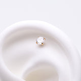 Detail View 1 of Pure24K Implant Grade Titanium OneFit Threadless Diamond CZ Prong Set Birthstone Gem Top Part