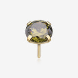 Pure24K Implant Grade Titanium OneFit Threadless Peridot CZ Prong Set Birthstone Gem Top Part