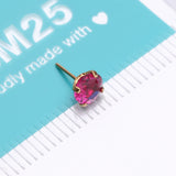 Detail View 4 of Pure24K Implant Grade Titanium OneFit Threadless Ruby Corundum CZ Prong Set Birthstone Gem Top Part