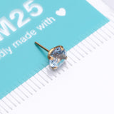 Detail View 4 of Pure24K Implant Grade Titanium OneFit Threadless Light Sapphire CZ Prong Set Birthstone Gem Top Part