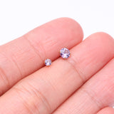 Detail View 3 of Pure24K Implant Grade Titanium OneFit Threadless Alexandrite CZ Prong Set Birthstone Gem Top Part