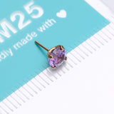 Detail View 4 of Pure24K Implant Grade Titanium OneFit Threadless Amethyst CZ Prong Set Birthstone Gem Top Part