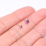 Detail View 3 of Pure24K Implant Grade Titanium OneFit Threadless Amethyst CZ Prong Set Birthstone Gem Top Part