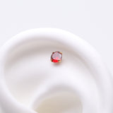 Detail View 1 of Pure24K Implant Grade Titanium OneFit Threadless Garnet CZ Prong Set Birthstone Gem Top Part