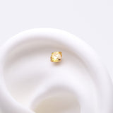 Detail View 1 of Pure24K Implant Grade Titanium OneFit Threadless Topaz CZ Prong Set Birthstone Gem Top Part