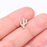 Detail View 2 of Pure24K Implant Grade Titanium OneFit Threadless Sparkle Cactus Multi-Gem Top Part-Clear Gem