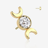 Implant Grade Titanium OneFit Threadless Golden Goddess of Moon Sparkle Top Part-Clear Gem