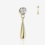Implant Grade Titanium OneFit Threadless Golden Sparkle Gem Teardrop Dangle Top Part