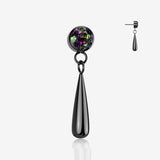 Implant Grade Titanium OneFit Threadless Blackline Sparkle Gem Teardrop Dangle Top Part
