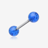 Glitter Ball UV Acrylic Barbell Tongue Ring-Blue