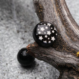 Detail View 1 of Multi Stars Pink Logo Acrylic Barbell Tongue Ring-Black