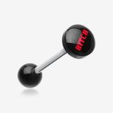 'BITCH' Logo Acrylic Barbell Tongue Ring
