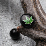 Detail View 1 of Pot Leaf Logo Acrylic Barbell Tongue Ring-Black