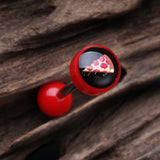 Detail View 1 of Pepperoni Pizza Icon Top Acrylic Barbell Tongue Ring-Red