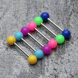 Detail View 1 of Neon Acrylic Barbell Tongue Ring-Light Blue