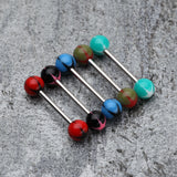 Nova Star Acrylic Top Barbell Tongue Ring-Teal/White