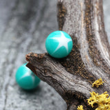 Nova Star Acrylic Top Barbell Tongue Ring-Teal/White