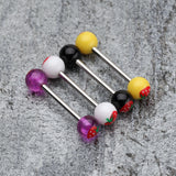 Detail View 2 of Strawberry Acrylic Top Barbell Tongue Ring-White
