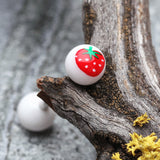 Detail View 1 of Strawberry Acrylic Top Barbell Tongue Ring-White