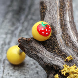 Detail View 1 of Strawberry Acrylic Top Barbell Tongue Ring-Yellow