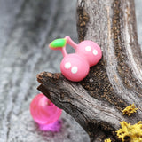 Detail View 1 of Adorable Cherry Acrylic Top Barbell Tongue Ring-Pink