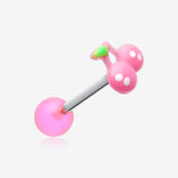 Adorable Cherry Acrylic Top Barbell Tongue Ring-Pink