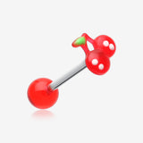 Adorable Cherry Acrylic Top Barbell Tongue Ring
