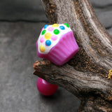Detail View 1 of Sweet Cupcake Acrylic Barbell Tongue Ring-Purple